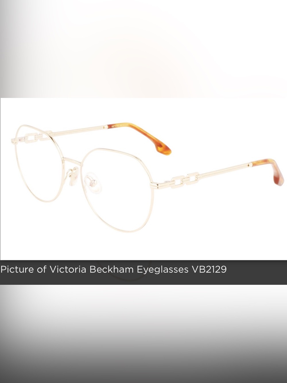 Victoria Beckham RX Gold Frames with Tortoiseshell Temple Tips VB2129